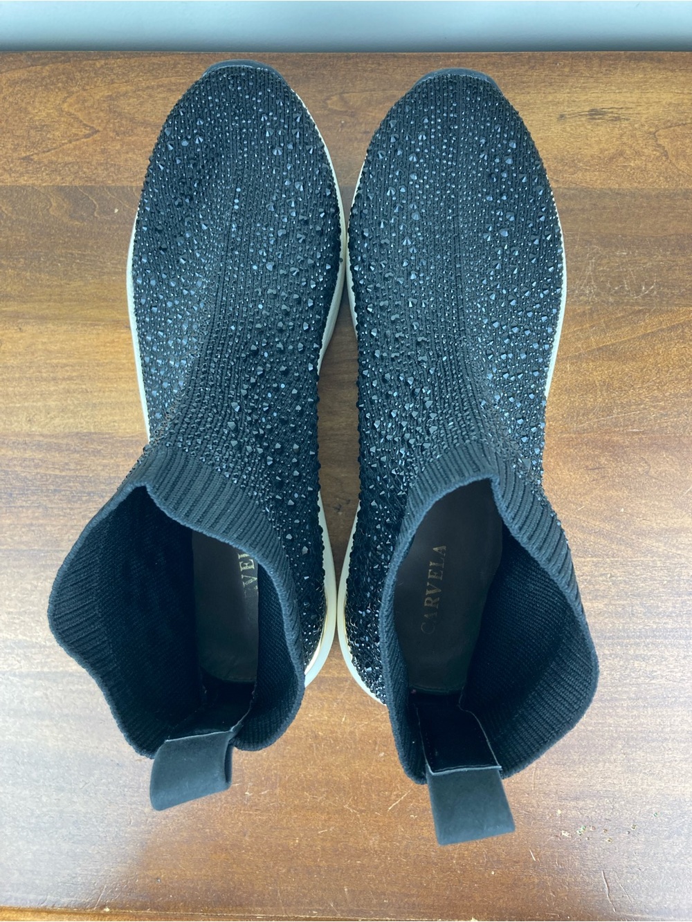 Carvela Jibberish Bling High-Top Woven Sequin Sneakers Black Size 40.5 Women 10. - Picture 11 of 11